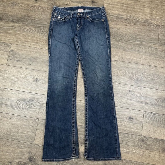 True Religion Jeans Women's 28 Embroidered Sequin Flap-Pocket Hi Rise Bootcut‎ - Picture 1 of 7